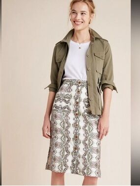 Anthropologie Maeve printed button down skirt